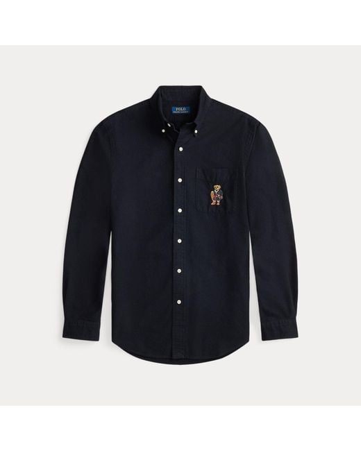 Camicia Oxford Polo Bear Custom-Fit di Polo Ralph Lauren in Blue da Uomo