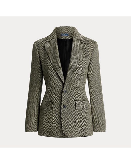 Ralph Lauren Gray Single-Breasted Herringbone Blazer