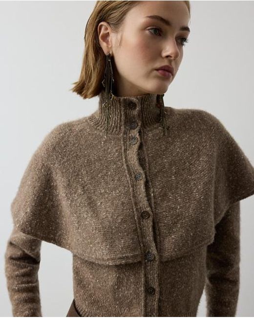 Ralph Lauren Brown Cashmere Donegal Cape Cardigan Jumper