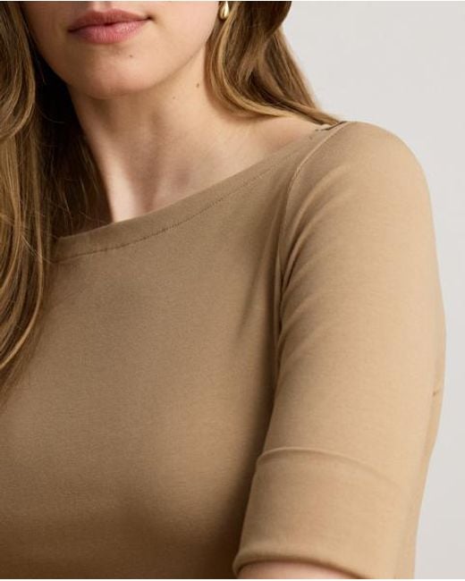 Ralph Lauren Natural Stretch Cotton Boatneck T-Shirt