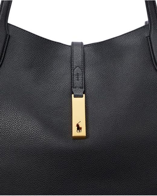 Polo Ralph Lauren Black Polo Id Leather Large Tote
