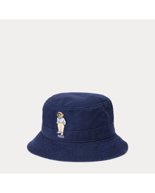 Sombrero de pescador de sarga Polo Ralph Lauren de hombre de color Blue