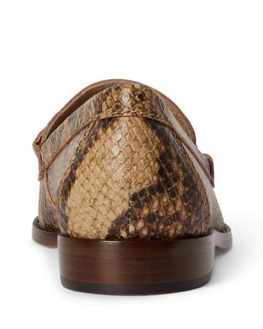 Ralph Lauren Brown Wynnie Python-Embossed Leather Loafer