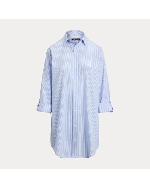 Camicia da notte in popeline di cotone di Ralph Lauren in Blue