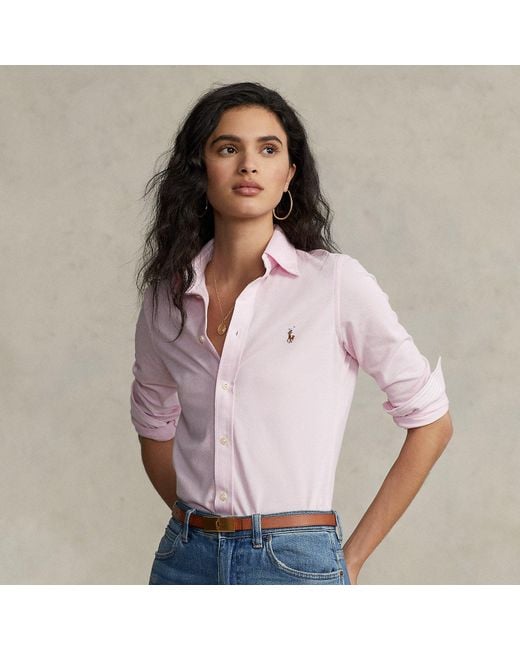 Polo Ralph Lauren Pink Slim Fit Knit Cotton Oxford Shirt