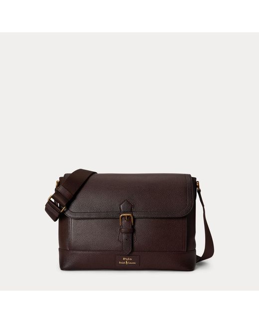Borsa da postino in pelle martellata di Polo Ralph Lauren in Black da Uomo
