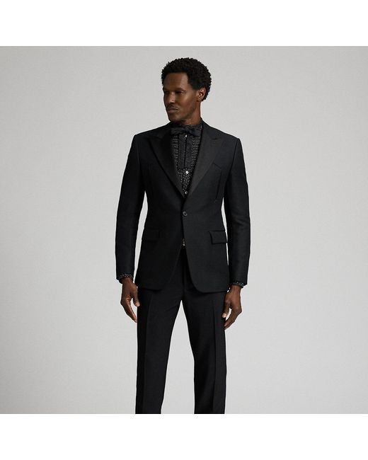 RRL Black Slim Fit Wool Western Tuxedo Trouser for men