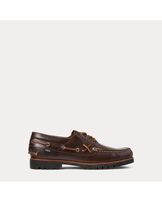 Polo Ralph Lauren Brown Ranger Leather Boat Shoe for men