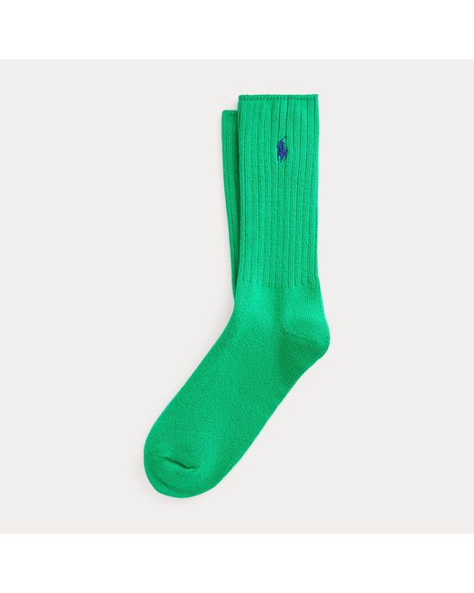 Ralph Lauren Green Signature Pony Cotton-Blend Crew Socks for men
