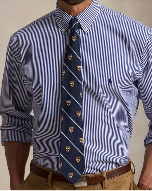 Polo Ralph Lauren Blue Striped Stretch Poplin Shirt for men