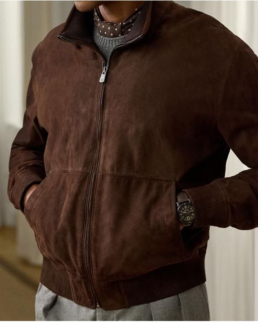 Ralph Lauren Brown Ralph Lauren Suede Track Jacket for men