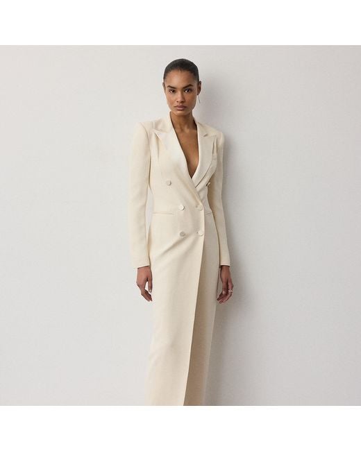 Ralph Lauren Natural Kristian Silk Tuxedo Dress