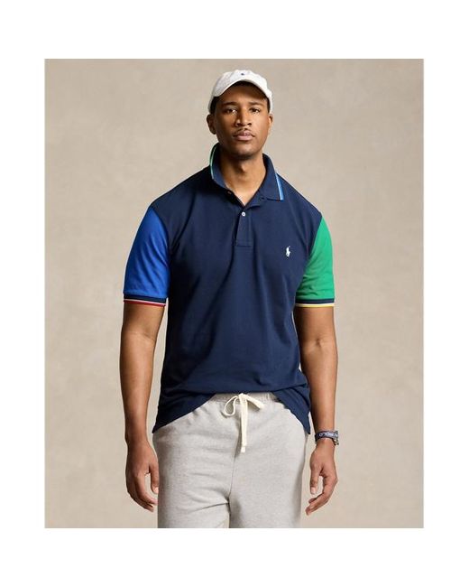 Ralph Lauren Blue Big & Tall - Colour-blocked Mesh Polo Shirt for men