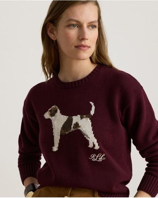 Ralph Lauren Purple Intarsia-Knit Cotton Jumper
