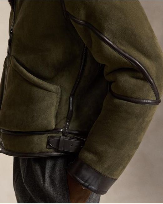 Polo Ralph Lauren Brown Shearling Flight Jacket for men
