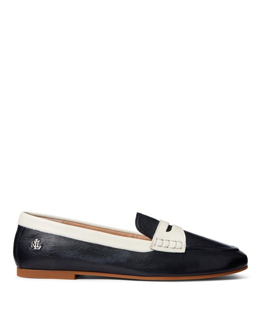 Lauren by Ralph Lauren Blue Adison Two-tone Nappa Leather Loafer