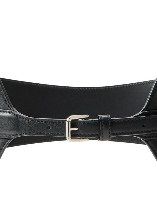 Ralph Lauren Black Calfskin Wide Corset Belt