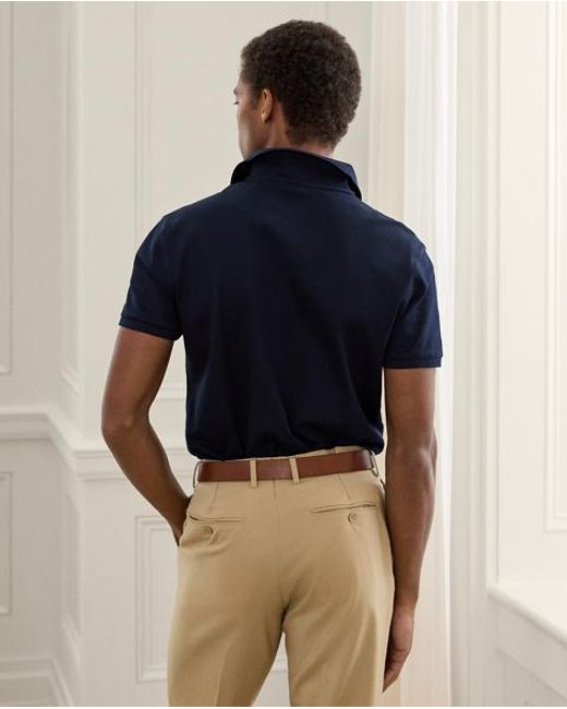 Ralph Lauren Black Custom Slim Fit Piqué Polo Shirt for men