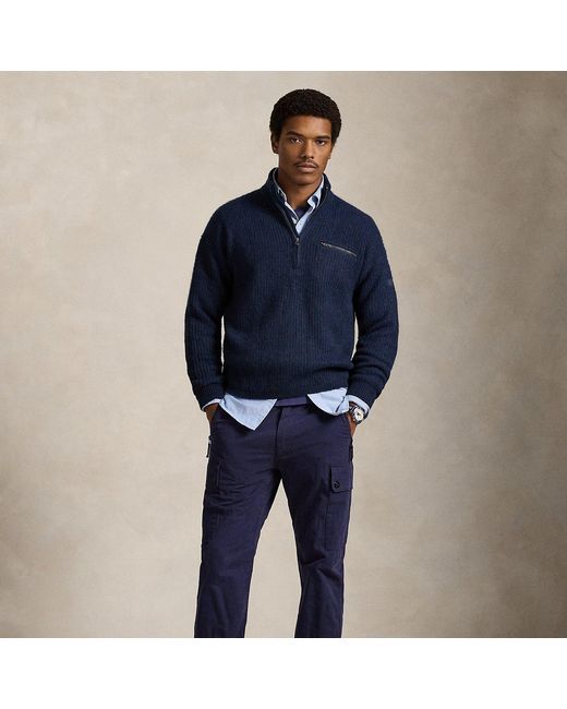 Polo Ralph Lauren Blue Quarter-Zip Mockneck Jumper for men