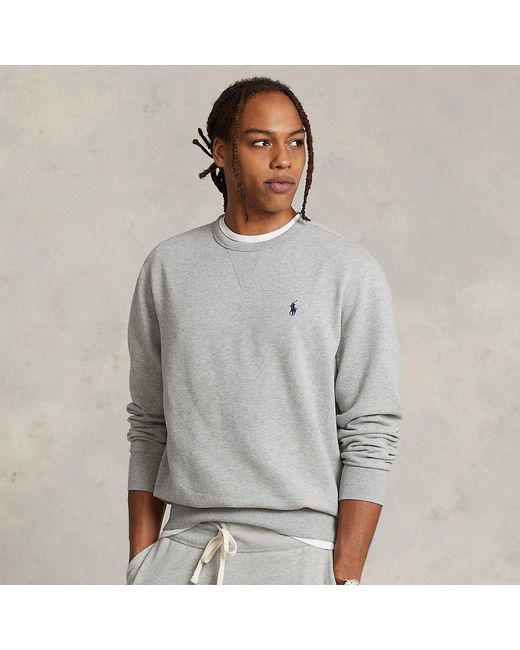 Mens Clothing Activewear Polo Ralph Lauren Rl Fleece Knit Cotton Pullover Hoodie in Grey for Men gym and workout clothes Hoodies 