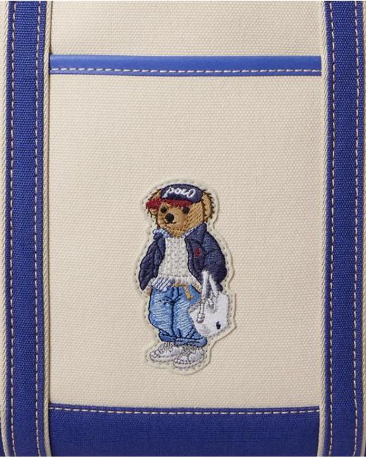 Polo Ralph Lauren Blue Polo Bear Canvas Small Shopper Tote