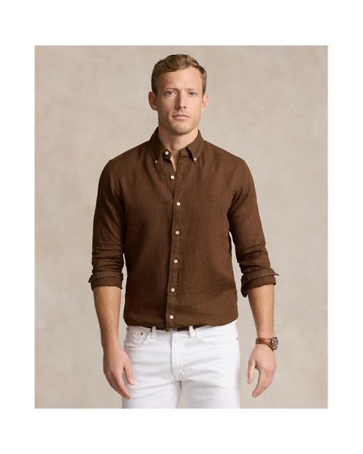 Camisa de lino Custom Fit Polo Ralph Lauren de hombre de color Brown