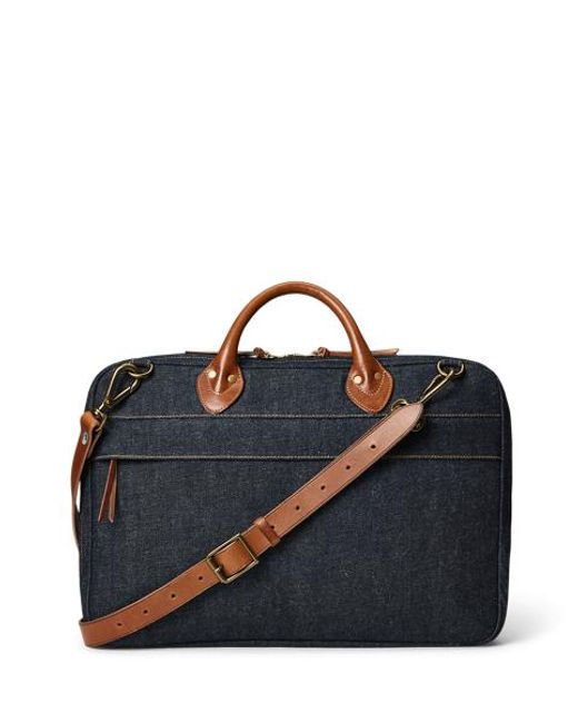 RRL Denim Aktetas Met Leren Afwerking in het Black voor heren