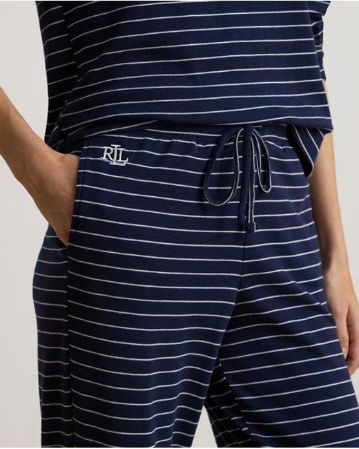 Ralph Lauren Blue Striped Interlock Jogger Pyjama Set