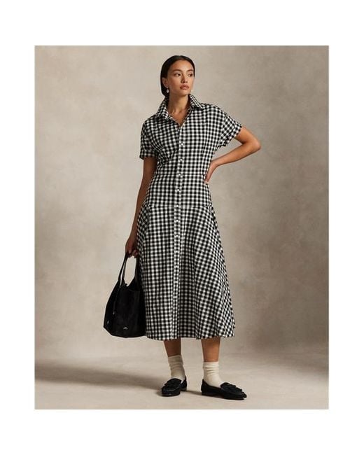 Chemisier a maniche corte con pannelli di Polo Ralph Lauren in Black