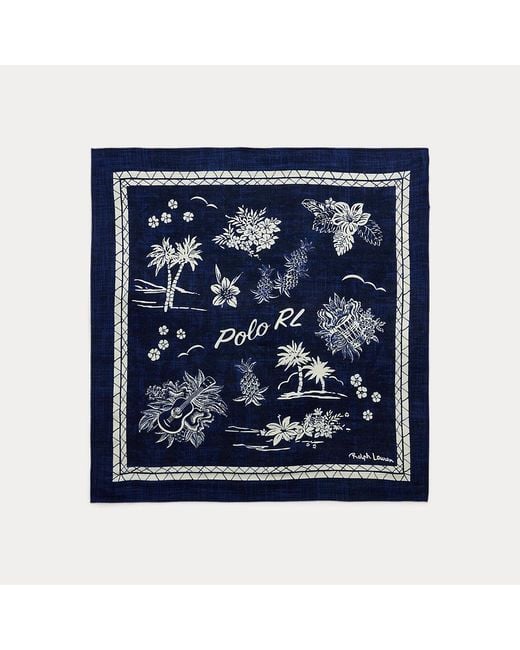 Bandana tropicale in cotone e lino di Polo Ralph Lauren in Blue da Uomo