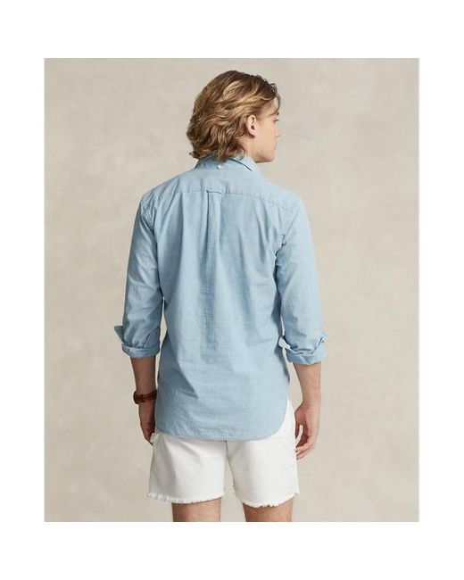 Polo Ralph Lauren Blue Classic Fit Chambray Popover Shirt for men