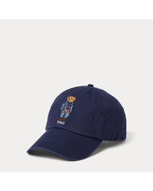 Polo Ralph Lauren Blue Cotton Hat With Bear Embroidery for men