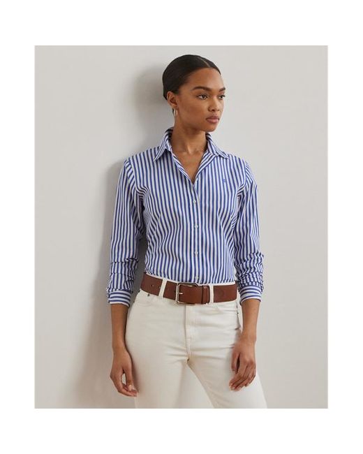 Camicia in popeline a righe Classic-Fit di Ralph Lauren in Blue