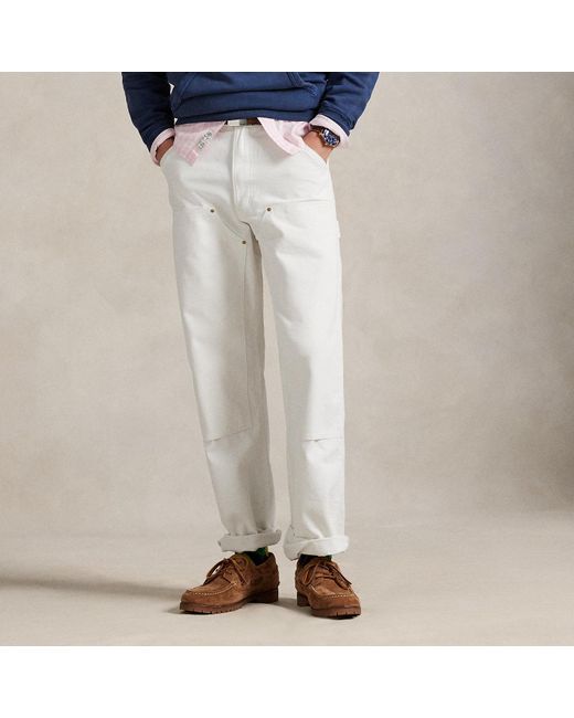 Polo Ralph Lauren White Polo Dungaree Fit Canvas Carpenter Trouser for men