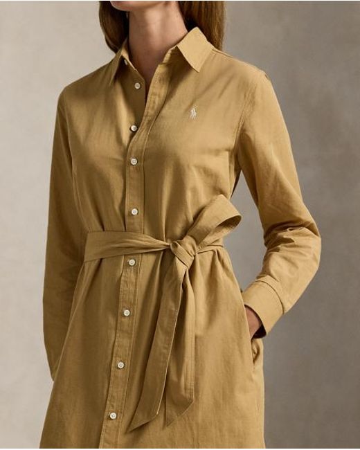 Polo Ralph Lauren Metallic Cotton-Linen Belted Shirtdress