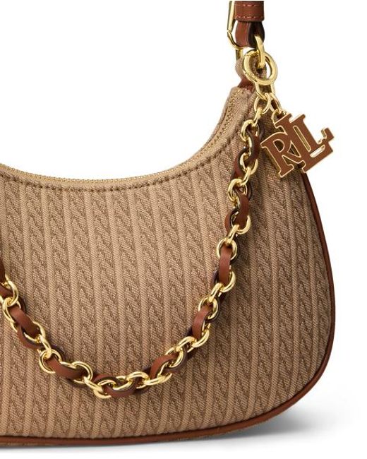 Ralph Lauren Natural Mini-Cable Medium Marcy Zip Shoulder Bag