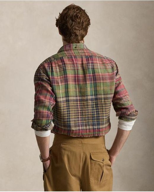 Polo Ralph Lauren Multicolor Classic Fit Plaid Linen Popover Shirt for men