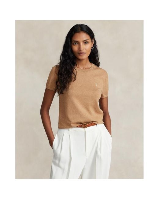 Polo Ralph Lauren Natural Cotton-blend Short-sleeve Jumper