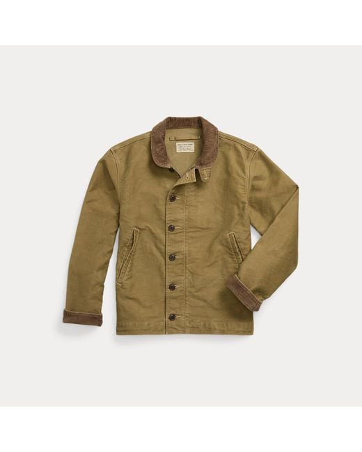 RRL Green Corduroy-Collar Cotton Deck Jacket for men