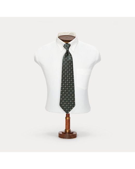 RRL White Handmade Patterned Silk Jacquard Tie for men