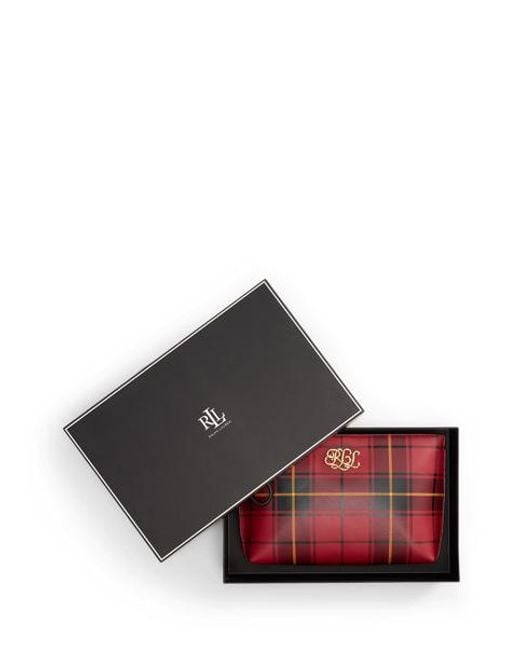 Ralph Lauren Red Große Nappaleder-Pochette Mit Karomuster