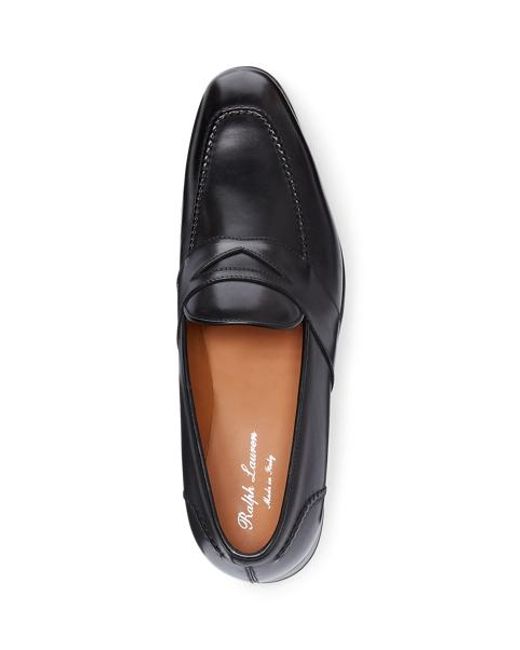 Ralph Lauren Black Meegan Calfskin Penny Loafer for men