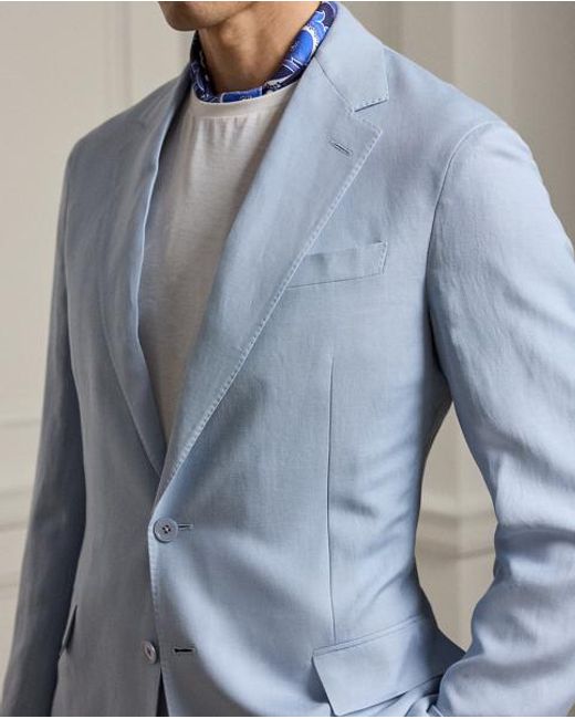 Ralph Lauren Blue Hadley Hand-Tailored Silk-Linen Jacket for men