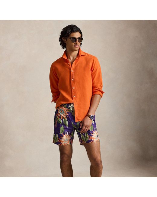 Polo Ralph Lauren Orange Ralph Lauren 7.25-Inch Hoffman Palm Island Swim Trunk for men