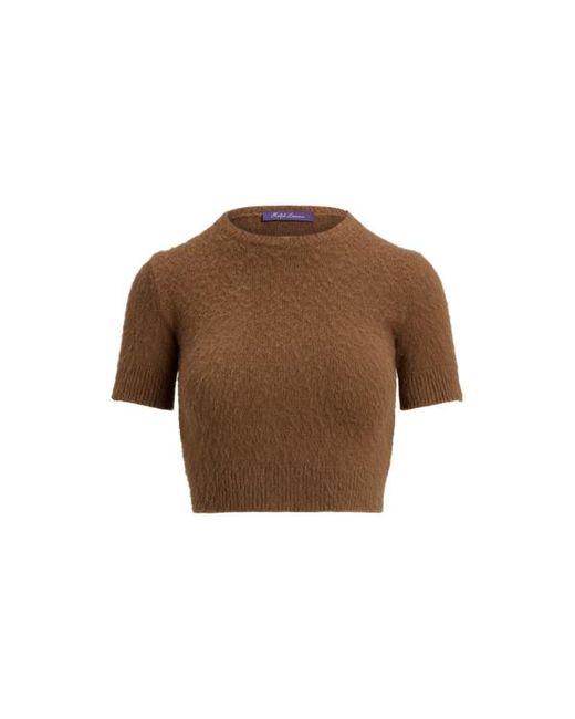 Ralph Lauren Brown Cashmere-Alpaca-Blend Cropped Jumper