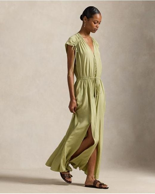 Polo Ralph Lauren Green Woven Maxi Dress