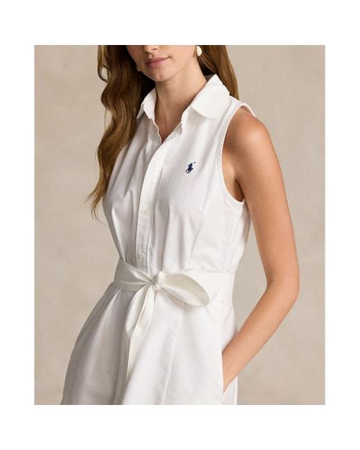 Polo Ralph Lauren White Oxford Sleeveless Shirtdress