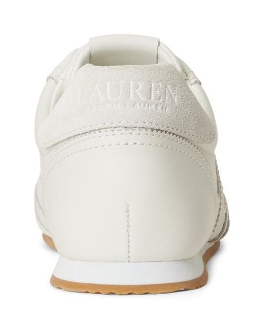 Ralph Lauren White Dani Low Profile Leather And Suede Trainers