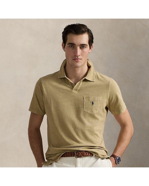Polo in cotone e lino Standard-Fit di Polo Ralph Lauren in Green da Uomo