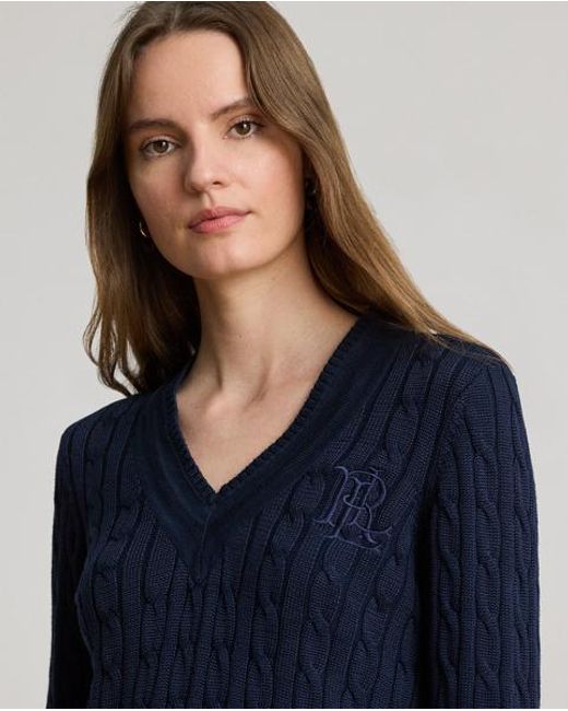 Ralph Lauren Blue Cable-knit Cricket Jumper